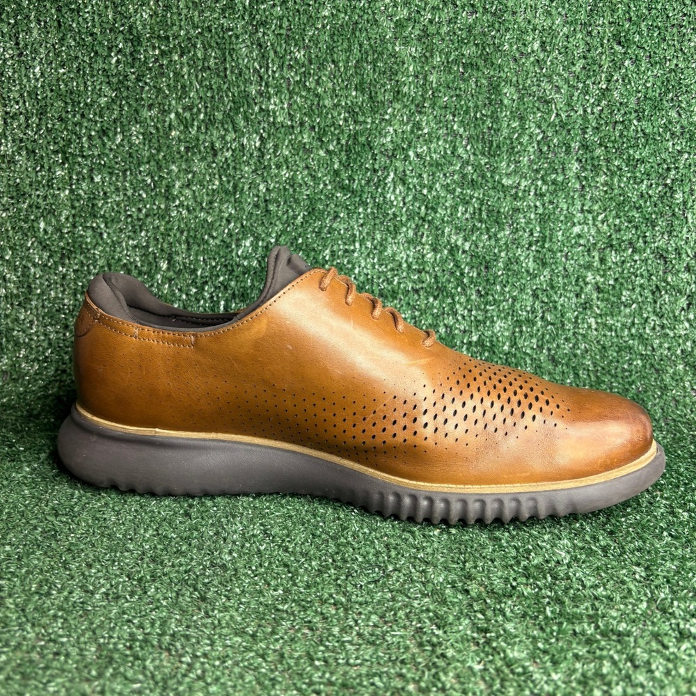 Cole Haan 2.ZeroGrand Lined Laser Wingtip Perforated Oxford Sneaker Tan Mens 12M - Picture 6 of 12